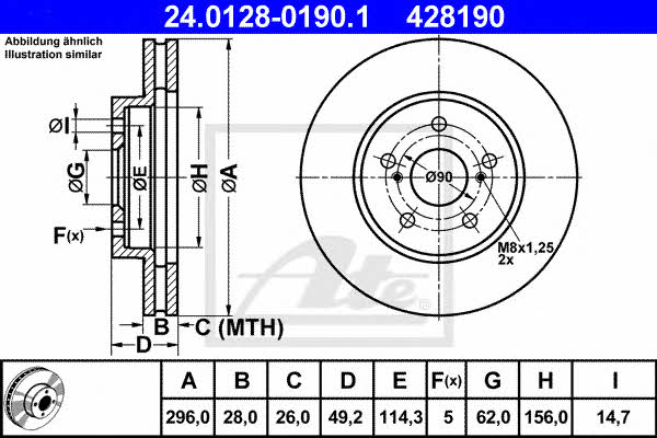 Ate 24.0128-0190.1 Тормозной диск передний вентилируемый 24012801901: Отличная цена - Купить в Польше на 2407.PL!