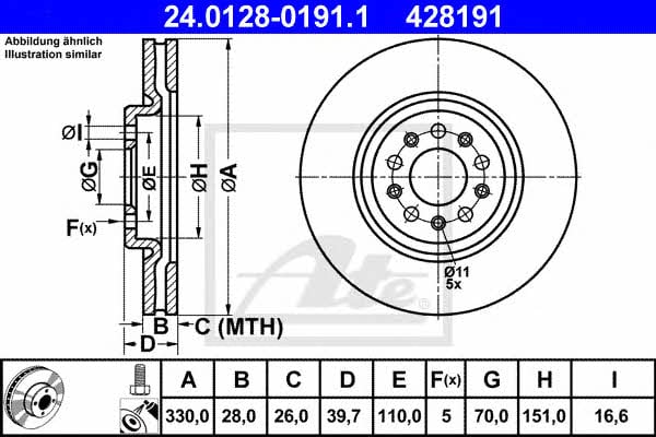 Ate 24.0128-0191.1 Тормозной диск передний вентилируемый 24012801911: Отличная цена - Купить в Польше на 2407.PL!