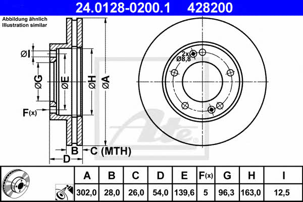 Ate 24.0128-0200.1 Тормозной диск передний вентилируемый 24012802001: Отличная цена - Купить в Польше на 2407.PL!