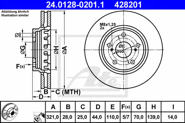 Ate 24.0128-0201.1 Тормозной диск передний вентилируемый 24012802011: Отличная цена - Купить в Польше на 2407.PL!