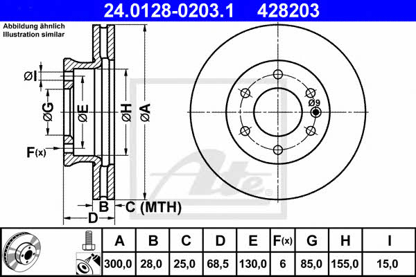 Ate 24.0128-0203.1 Тормозной диск передний вентилируемый 24012802031: Отличная цена - Купить в Польше на 2407.PL!