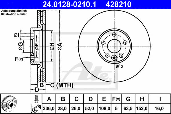 Ate 24.0128-0210.1 Тормозной диск передний вентилируемый 24012802101: Отличная цена - Купить в Польше на 2407.PL!