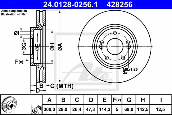 Ate 24.0128-0256.1 Тормозной диск передний вентилируемый 24012802561: Купить в Польше - Отличная цена на 2407.PL!