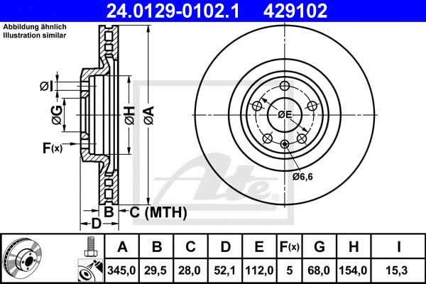 Ate 24.0129-0102.1 Тормозной диск передний вентилируемый 24012901021: Отличная цена - Купить в Польше на 2407.PL!