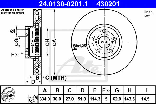 Ate 24.0130-0201.1 Тормозной диск передний вентилируемый 24013002011: Отличная цена - Купить в Польше на 2407.PL!