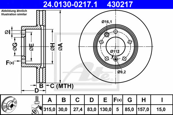 Ate 24.0130-0217.1 Rear ventilated brake disc 24013002171: Buy near me in Poland at 2407.PL - Good price!