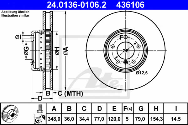 Ate 24.0136-0106.2 Тормозной диск передний вентилируемый 24013601062: Отличная цена - Купить в Польше на 2407.PL!