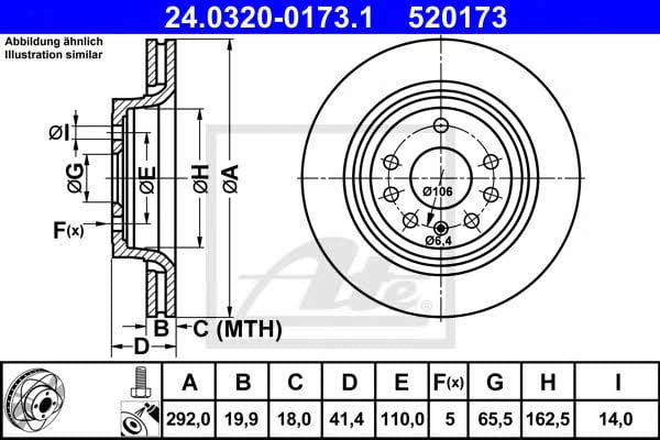Ate 24.0320-0173.1 Rear ventilated brake disc 24032001731: Buy near me in Poland at 2407.PL - Good price!