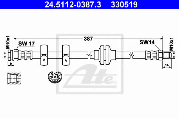 Ate 24.5112-0387.3 Brake Hose 24511203873: Buy near me in Poland at 2407.PL - Good price!