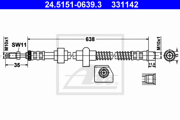 Ate 24.5151-0639.3 Bremsschlauch 24515106393: Kaufen Sie zu einem guten Preis in Polen bei 2407.PL!