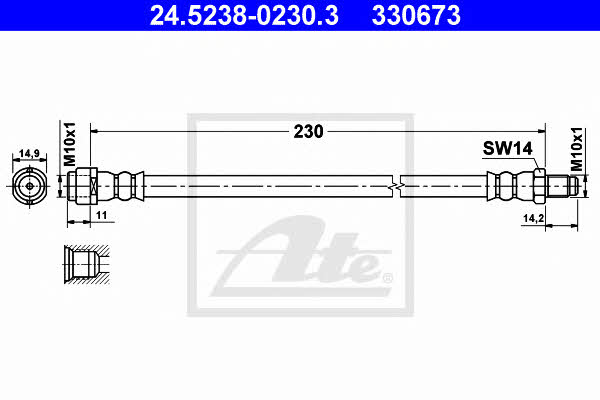 Ate 24.5238-0230.3 Brake Hose 24523802303: Buy near me at 2407.PL in Poland at an Affordable price!