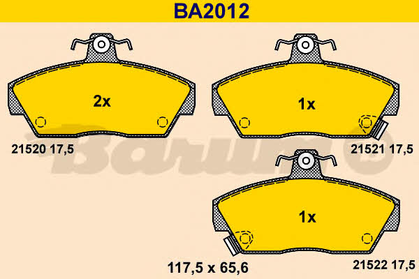 Barum BA2012 Scheibenbremsbeläge, Set BA2012: Kaufen Sie zu einem guten Preis in Polen bei 2407.PL!