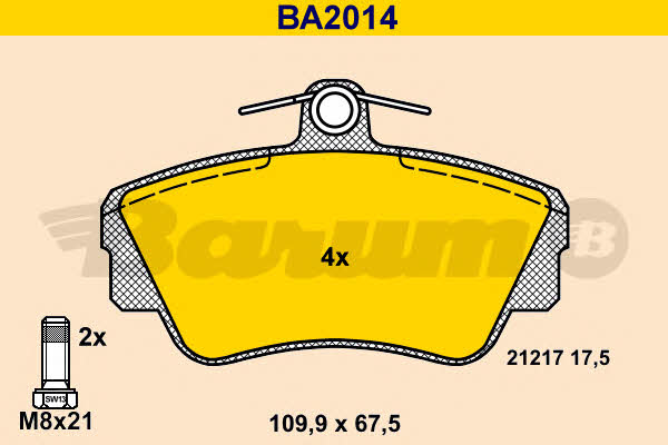 Barum BA2014 Klocki hamulcowe, zestaw BA2014: Dobra cena w Polsce na 2407.PL - Kup Teraz!