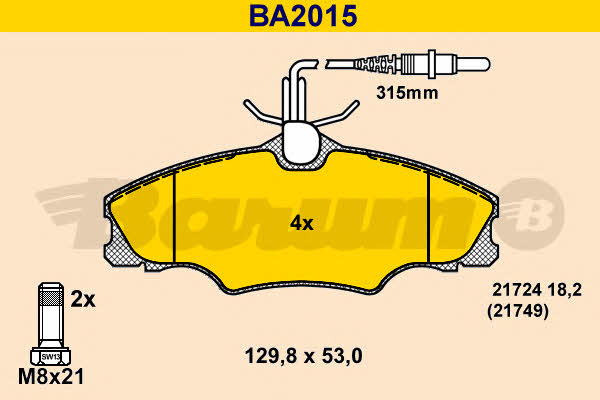Barum BA2015 Brake Pad Set, disc brake BA2015: Buy near me in Poland at 2407.PL - Good price!