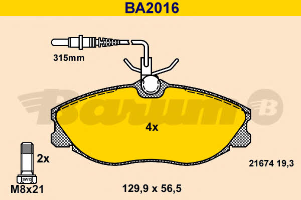 Barum BA2016 Тормозные колодки дисковые, комплект BA2016: Отличная цена - Купить в Польше на 2407.PL!