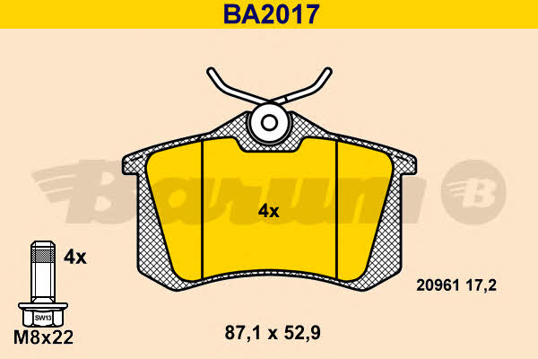 Barum BA2017 Тормозные колодки дисковые, комплект BA2017: Отличная цена - Купить в Польше на 2407.PL!