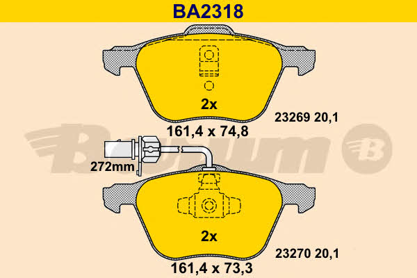 Barum BA2318 Гальмівні колодки, комплект BA2318: Приваблива ціна - Купити у Польщі на 2407.PL!
