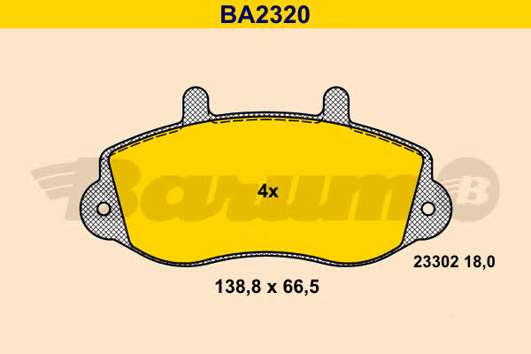 Barum BA2320 Тормозные колодки дисковые, комплект BA2320: Отличная цена - Купить в Польше на 2407.PL!