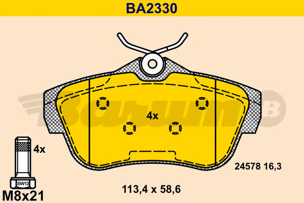 Barum BA2330 Brake Pad Set, disc brake BA2330: Buy near me in Poland at 2407.PL - Good price!
