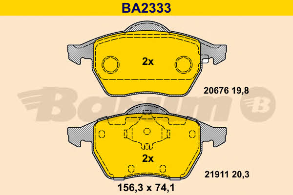 Barum BA2333 Гальмівні колодки, комплект BA2333: Приваблива ціна - Купити у Польщі на 2407.PL!