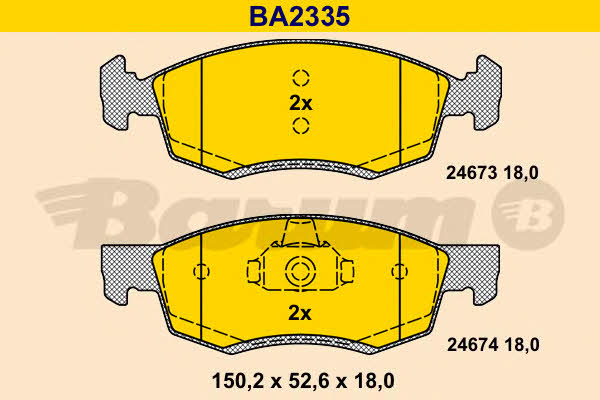 Barum BA2335 Тормозные колодки дисковые, комплект BA2335: Отличная цена - Купить в Польше на 2407.PL!