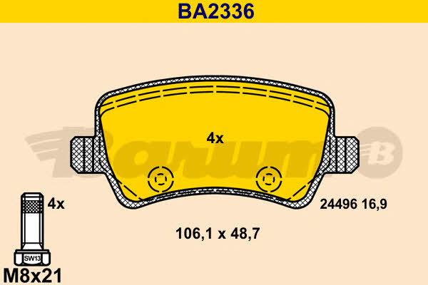 Barum BA2336 Тормозные колодки дисковые, комплект BA2336: Отличная цена - Купить в Польше на 2407.PL!