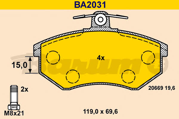 Barum BA2031 Brake Pad Set, disc brake BA2031: Buy near me in Poland at 2407.PL - Good price!