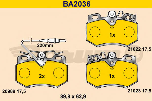 Barum BA2036 Тормозные колодки дисковые, комплект BA2036: Отличная цена - Купить в Польше на 2407.PL!