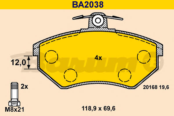 Barum BA2038 Brake Pad Set, disc brake BA2038: Buy near me in Poland at 2407.PL - Good price!