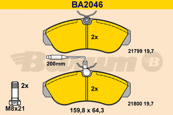 Barum BA2046 Brake Pad Set, disc brake BA2046: Buy near me in Poland at 2407.PL - Good price!