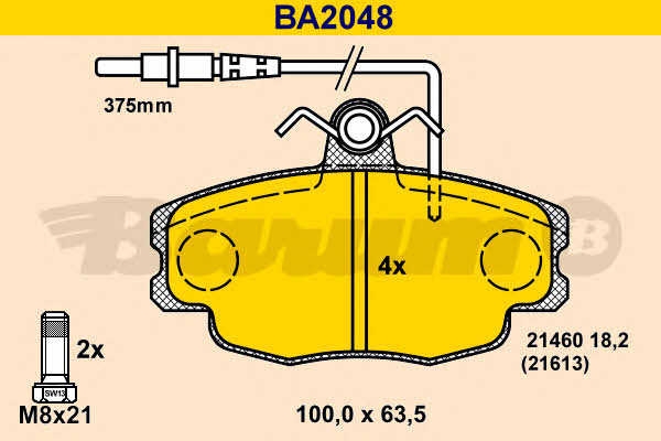 Barum BA2048 Тормозные колодки дисковые, комплект BA2048: Отличная цена - Купить в Польше на 2407.PL!