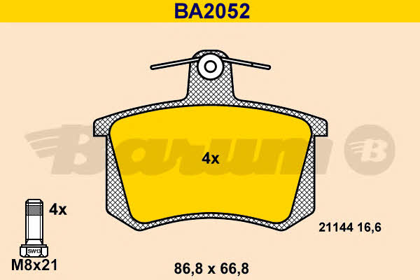 Barum BA2052 Тормозные колодки дисковые, комплект BA2052: Отличная цена - Купить в Польше на 2407.PL!