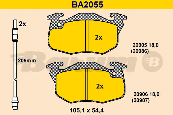 Barum BA2055 Тормозные колодки дисковые, комплект BA2055: Отличная цена - Купить в Польше на 2407.PL!