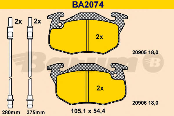 Barum BA2074 Тормозные колодки дисковые, комплект BA2074: Отличная цена - Купить в Польше на 2407.PL!