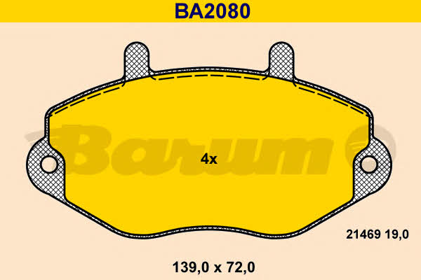 Barum BA2080 Scheibenbremsbeläge, Set BA2080: Kaufen Sie zu einem guten Preis in Polen bei 2407.PL!