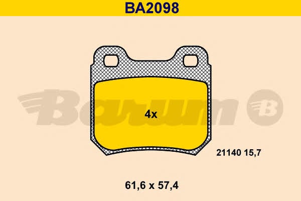 Barum BA2098 Тормозные колодки дисковые, комплект BA2098: Отличная цена - Купить в Польше на 2407.PL!