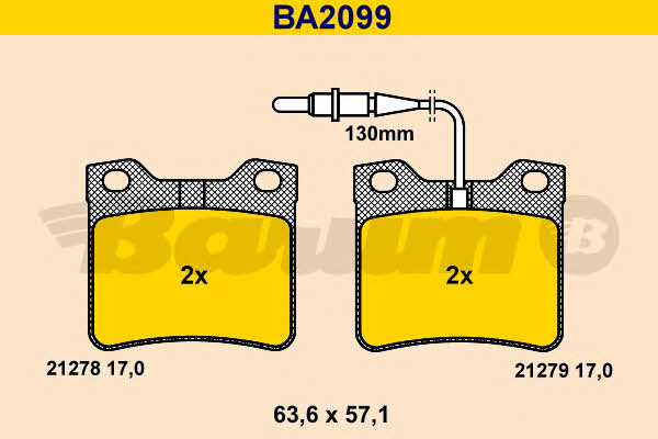Barum BA2099 Brake Pad Set, disc brake BA2099: Buy near me in Poland at 2407.PL - Good price!