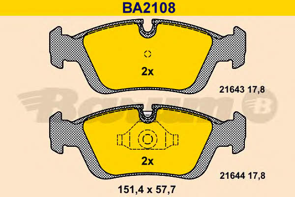 Barum BA2108 Тормозные колодки дисковые, комплект BA2108: Отличная цена - Купить в Польше на 2407.PL!