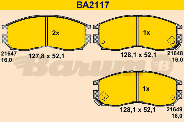 Barum BA2117 Гальмівні колодки, комплект BA2117: Приваблива ціна - Купити у Польщі на 2407.PL!