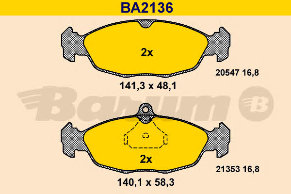 Barum BA2136 Brake Pad Set, disc brake BA2136: Buy near me in Poland at 2407.PL - Good price!