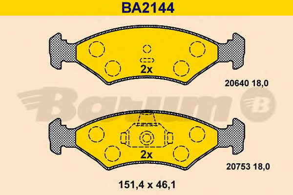 Barum BA2144 Brake Pad Set, disc brake BA2144: Buy near me in Poland at 2407.PL - Good price!
