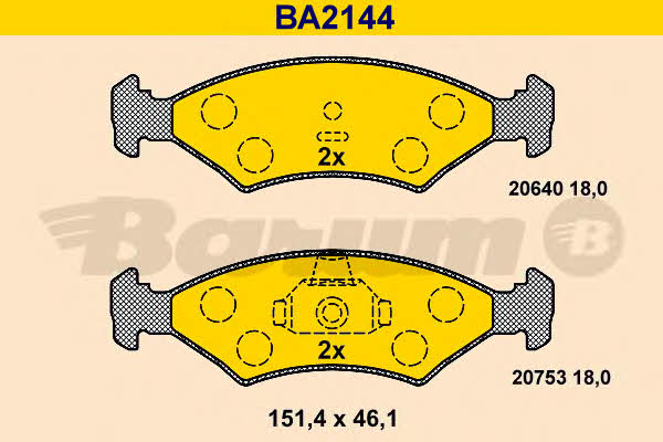 Barum BA2144 Brake Pad Set, disc brake BA2144: Buy near me in Poland at 2407.PL - Good price!