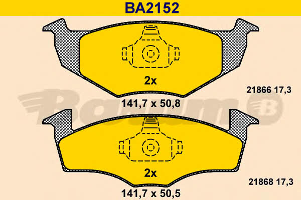 Barum BA2152 Гальмівні колодки, комплект BA2152: Приваблива ціна - Купити у Польщі на 2407.PL!