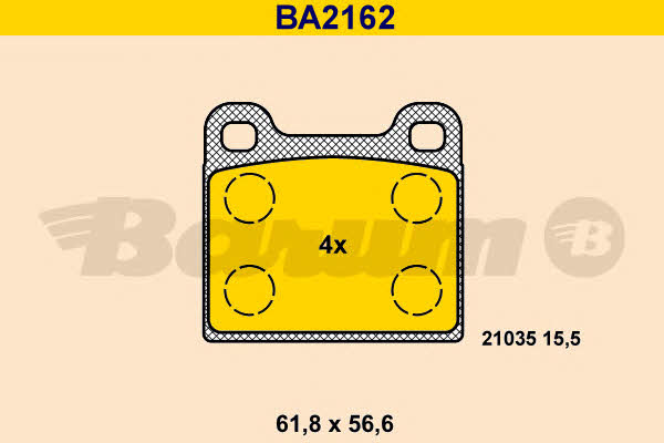 Barum BA2162 Brake Pad Set, disc brake BA2162: Buy near me in Poland at 2407.PL - Good price!