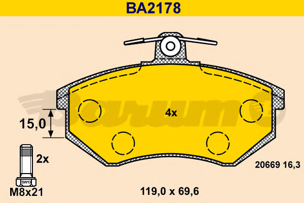 Barum BA2178 Scheibenbremsbeläge, Set BA2178: Kaufen Sie zu einem guten Preis in Polen bei 2407.PL!