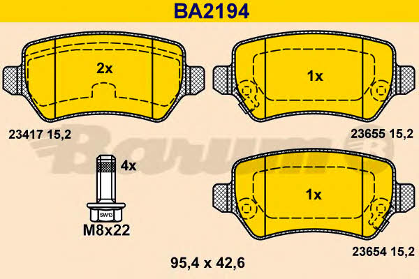 Barum BA2194 Brake Pad Set, disc brake BA2194: Buy near me in Poland at 2407.PL - Good price!