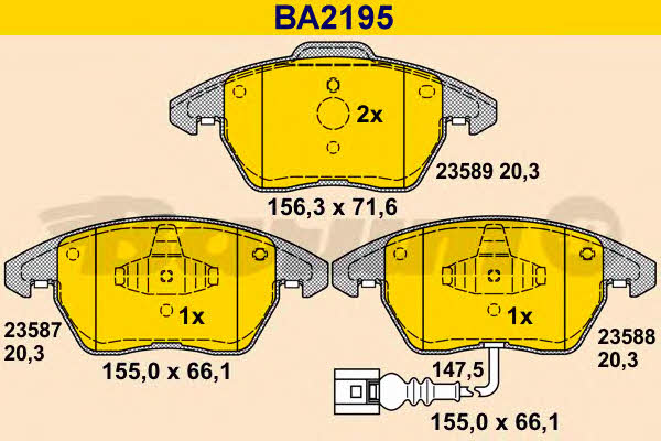 Barum BA2195 Scheibenbremsbeläge, Set BA2195: Kaufen Sie zu einem guten Preis in Polen bei 2407.PL!