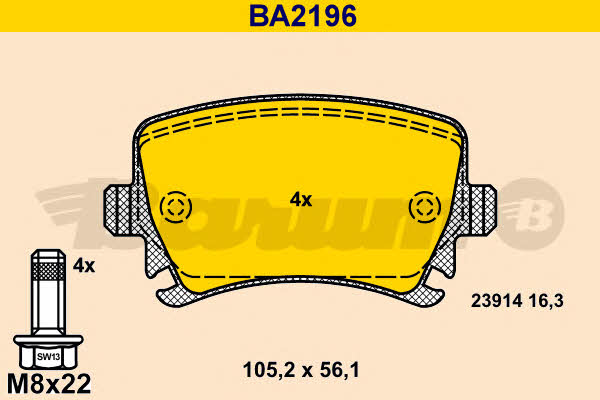 Barum BA2196 Тормозные колодки дисковые, комплект BA2196: Отличная цена - Купить в Польше на 2407.PL!
