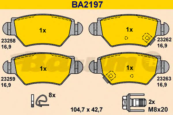 Barum BA2197 Brake Pad Set, disc brake BA2197: Buy near me in Poland at 2407.PL - Good price!