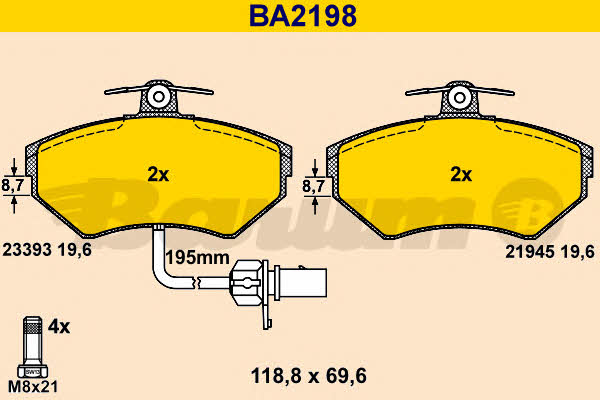 Barum BA2198 Brake Pad Set, disc brake BA2198: Buy near me in Poland at 2407.PL - Good price!